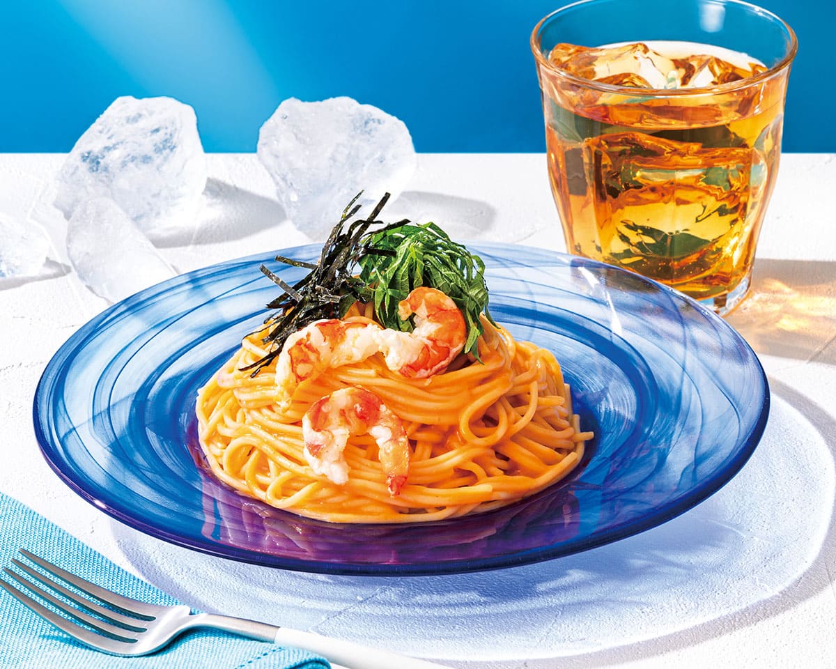 冷製天然赤海老のオマールソースパスタ
