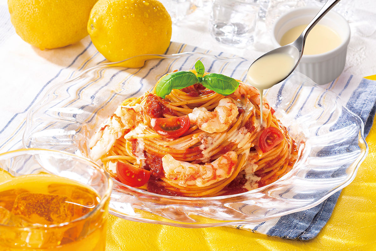 トマトと瀬戸内レモンの冷製トマトパスタ