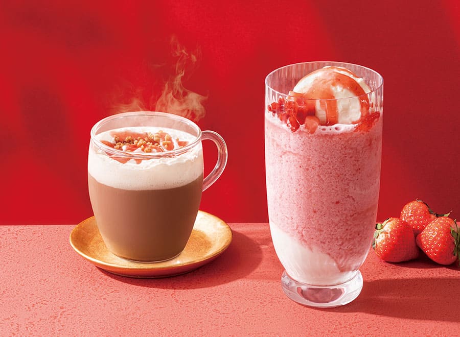 「苺ショコラミルクティー」とアイス「フローズン苺ショコラ」