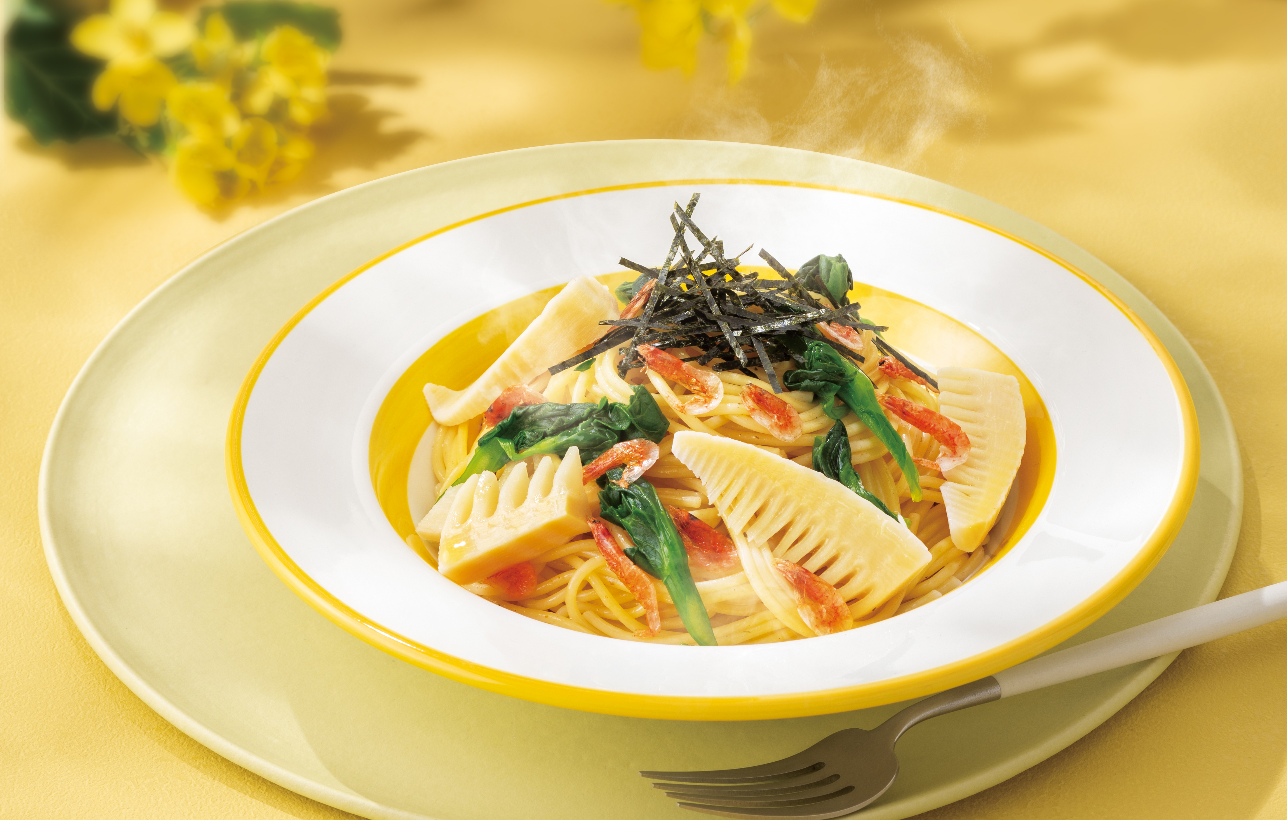 桜海老と春野菜のペペロンチーノ